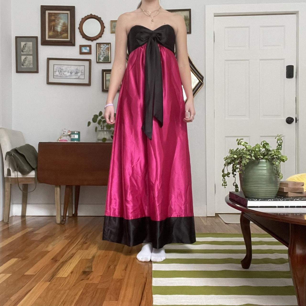 vintage jessica mcclintock pink and black prom dress... - Depop