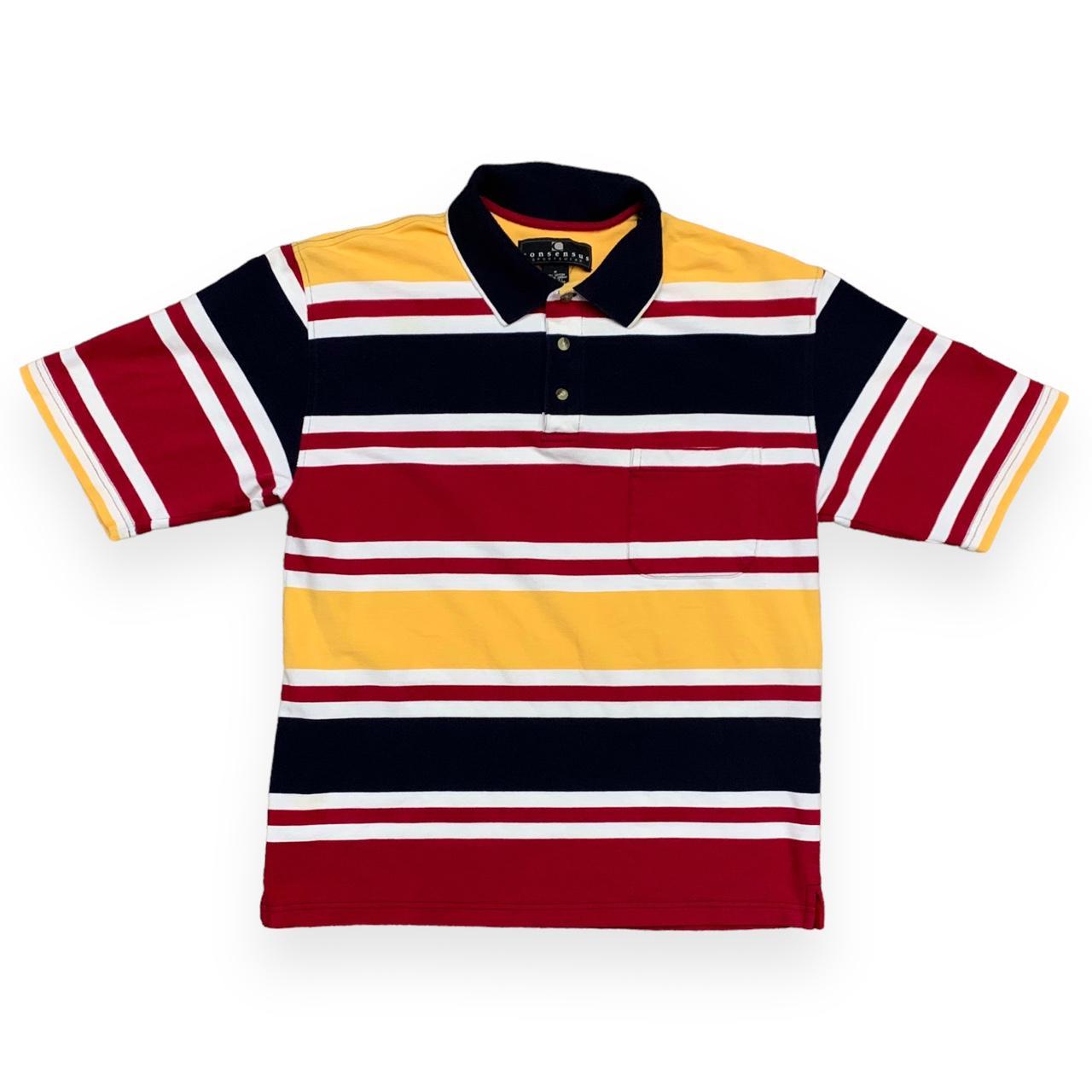 Vintage 1990s Primary Color Block Stripe Short... - Depop