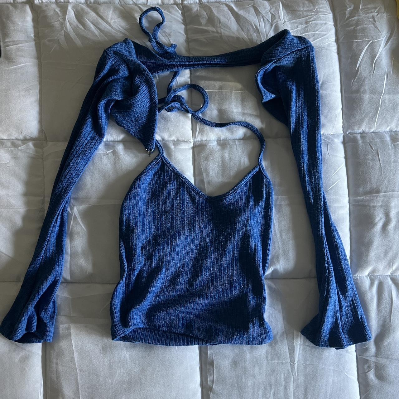 blue tank with attached long sleeve women’s S - Depop