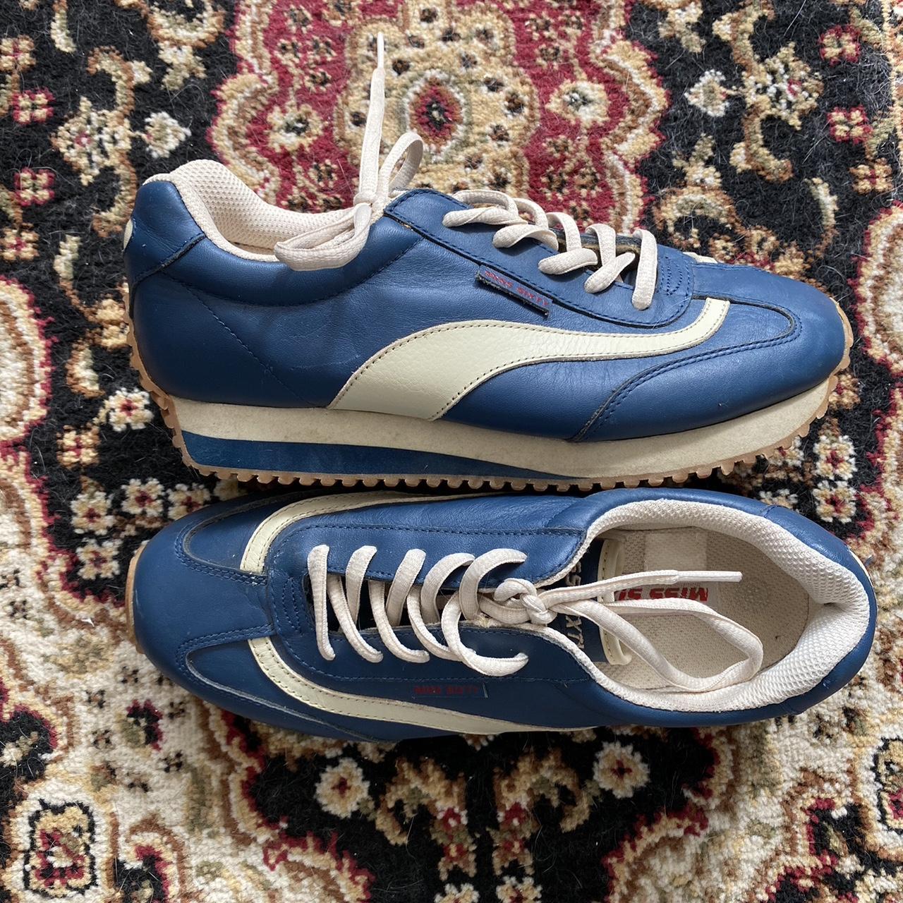 Miss Sixty Women's Blue and Cream Trainers | Depop