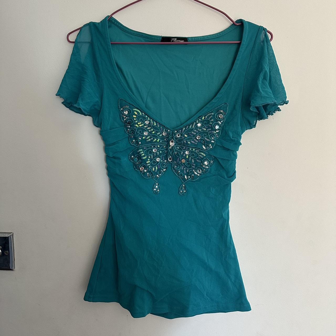 jane norman vintage blue butterfly