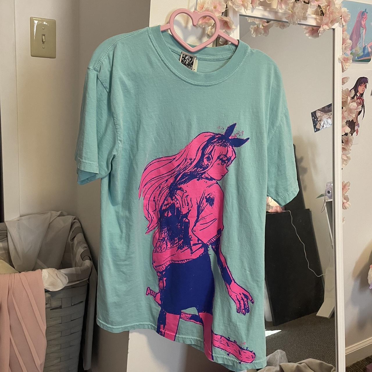 OMOCAT Women's Pink and Blue T-shirt