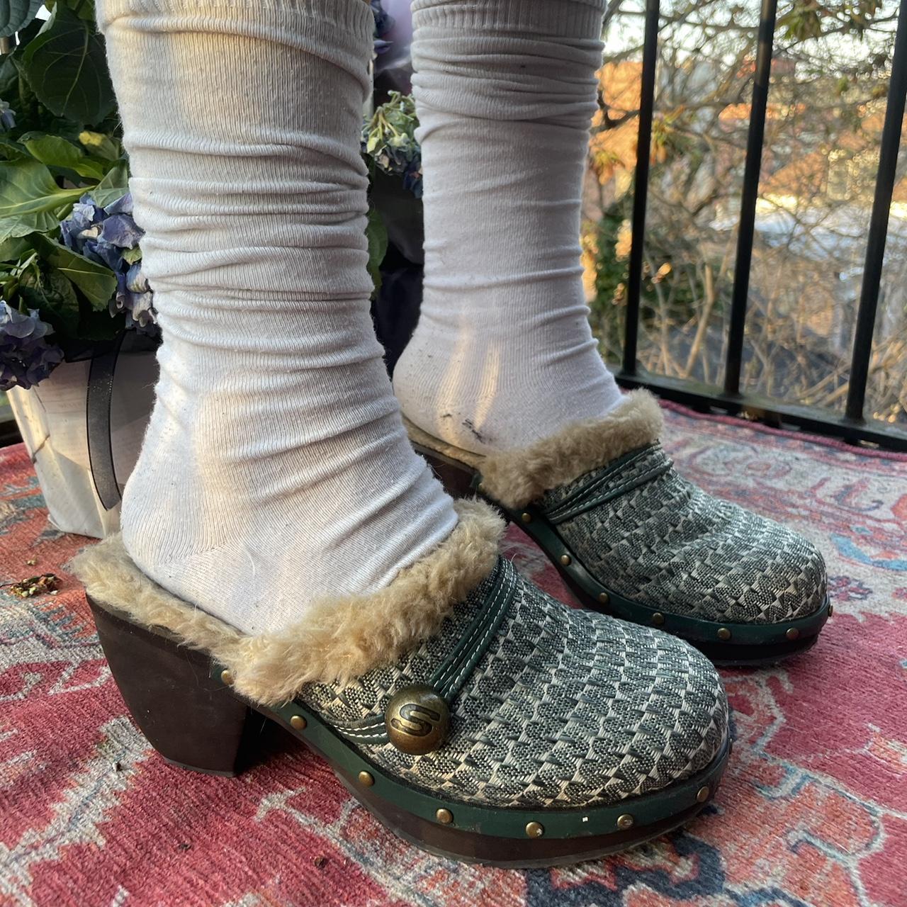 Sketchers clogs faux fur So fucking cute and... - Depop