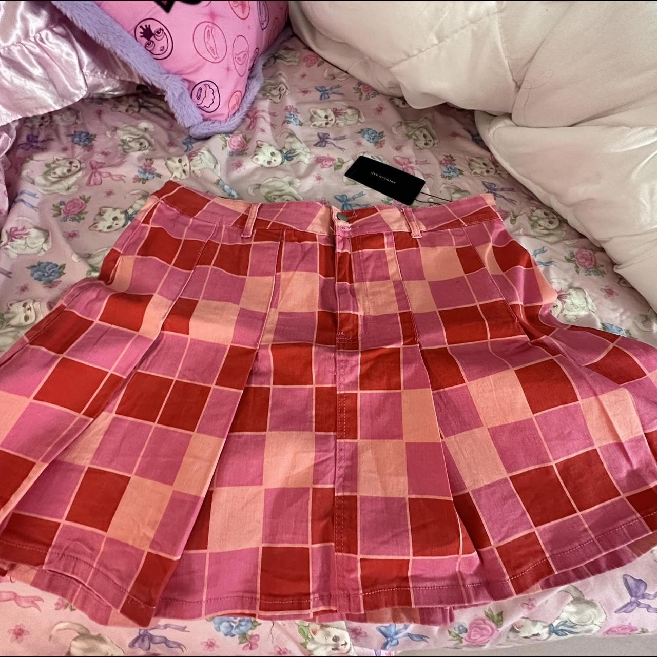 DOLLS KILL Pink Plaid Skirt Brand new with tags 3x... Depop