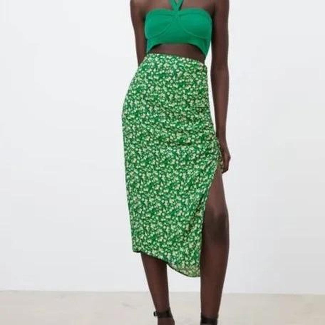 Midi pencil skirt green zara best sale