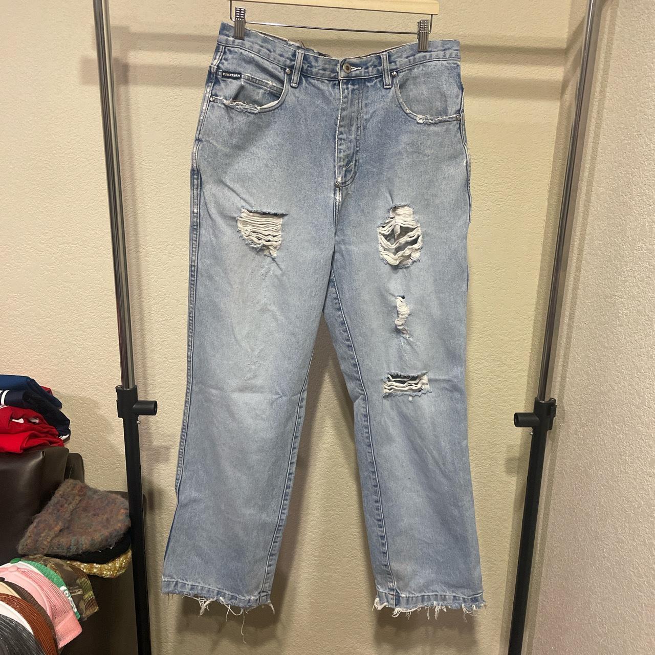 Vintage Phat Farm Baggy Jeans Distressed Size... - Depop