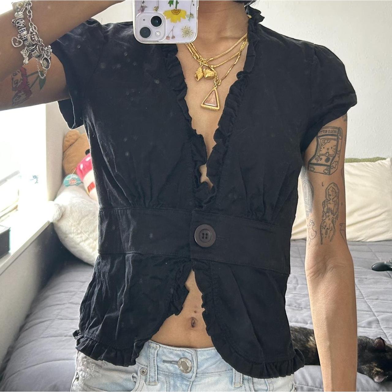 BUY 3 GET 1 FREE EVERYTHING ☆ black ruffle vest... Depop