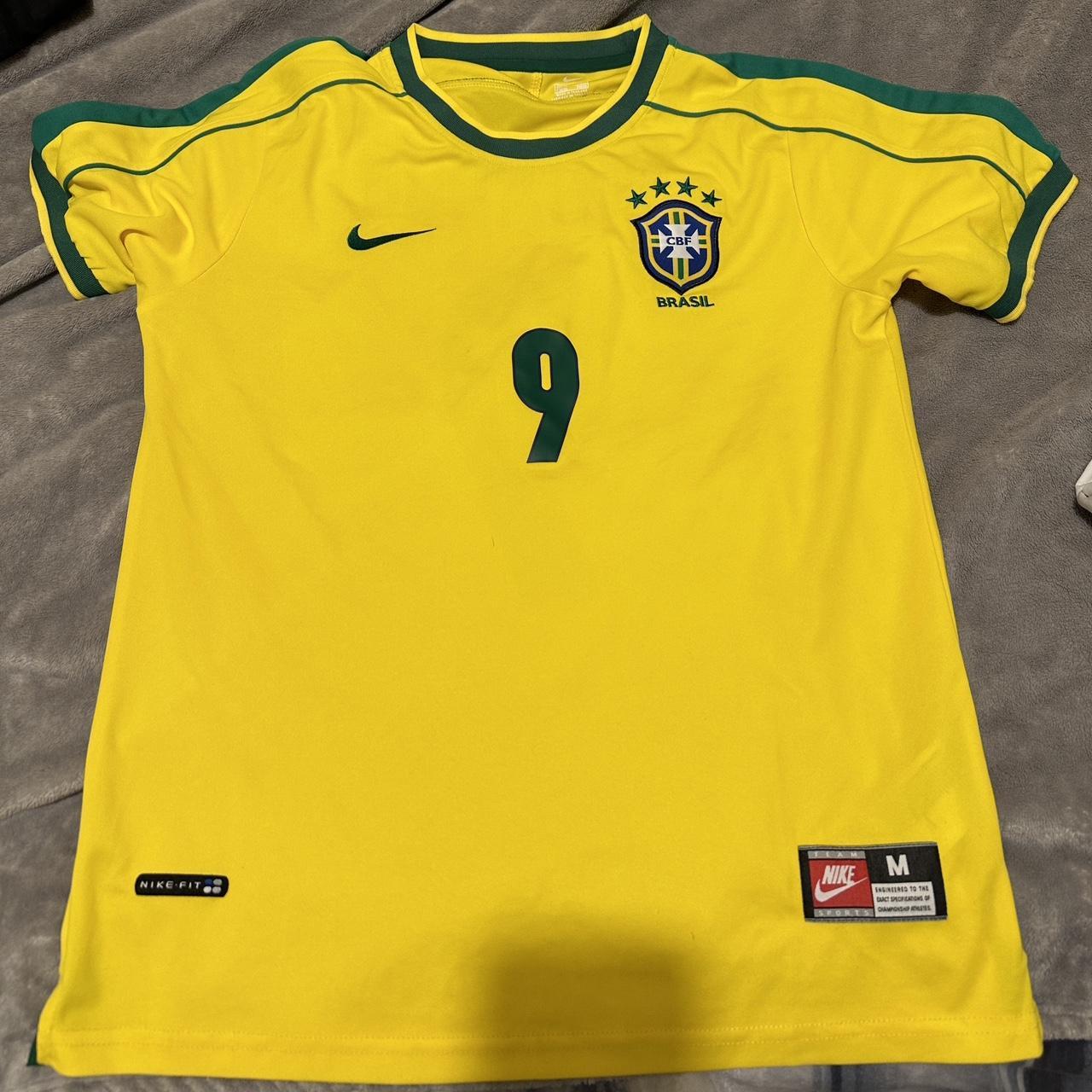 Vintage Ronaldo 9 (R9) Football top 1998 World Cup... - Depop