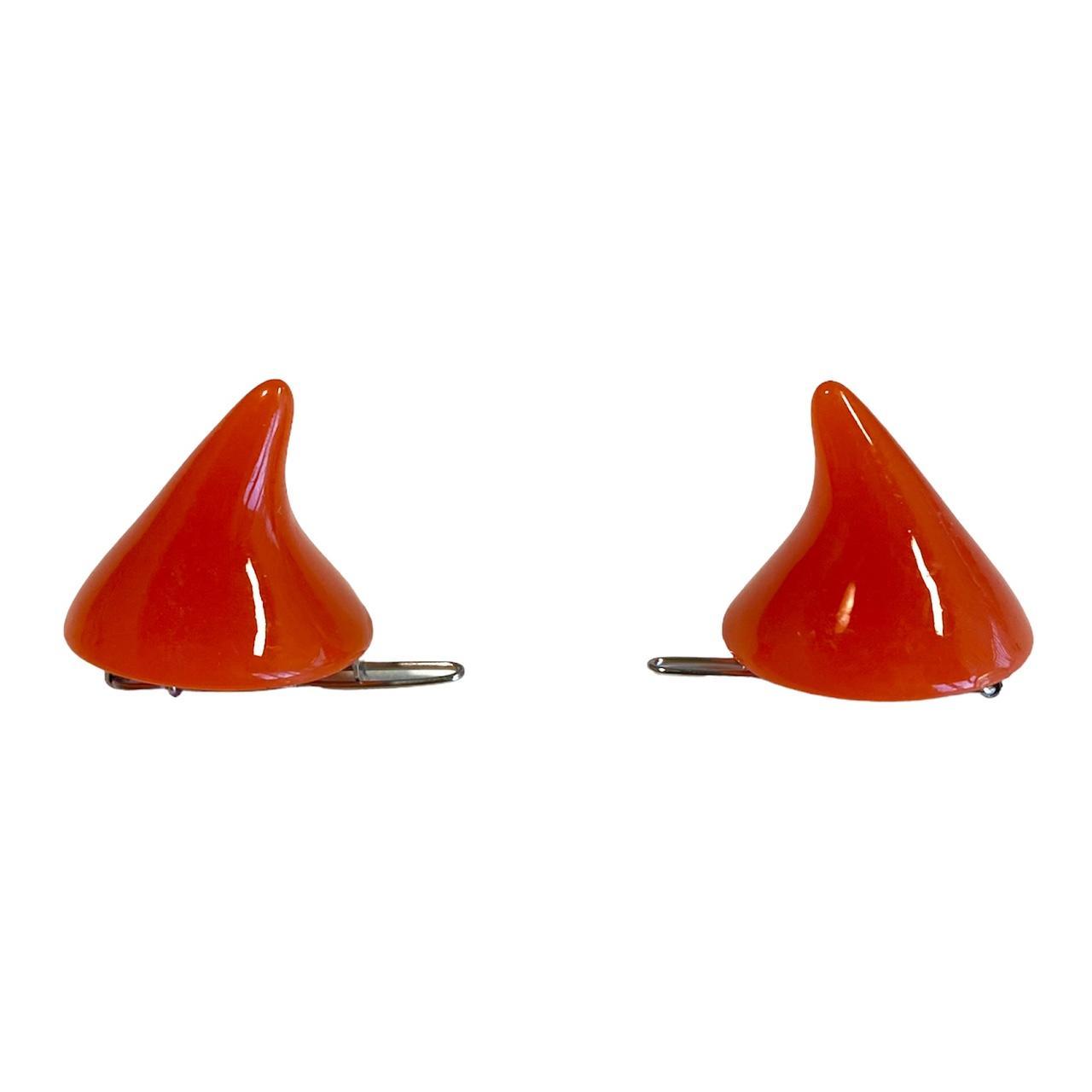 Red mini devil horn hair clips Free shipping with... Depop