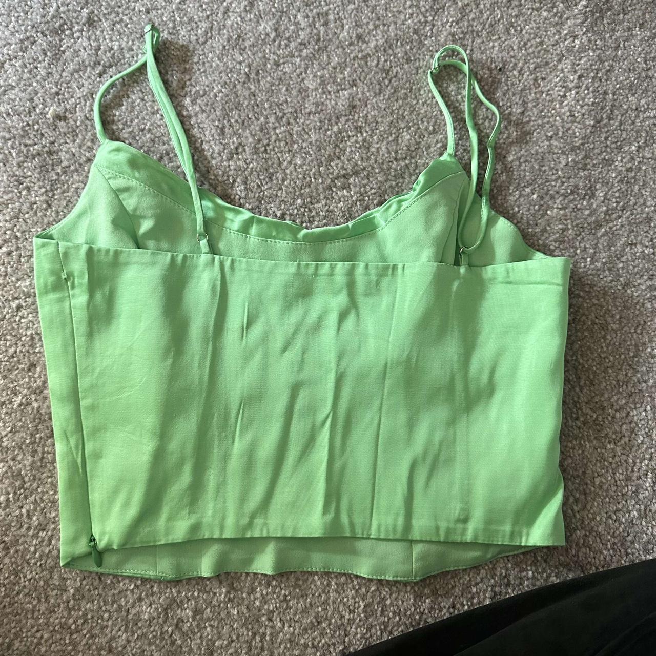 Cutest green structured corset style going out top... - Depop