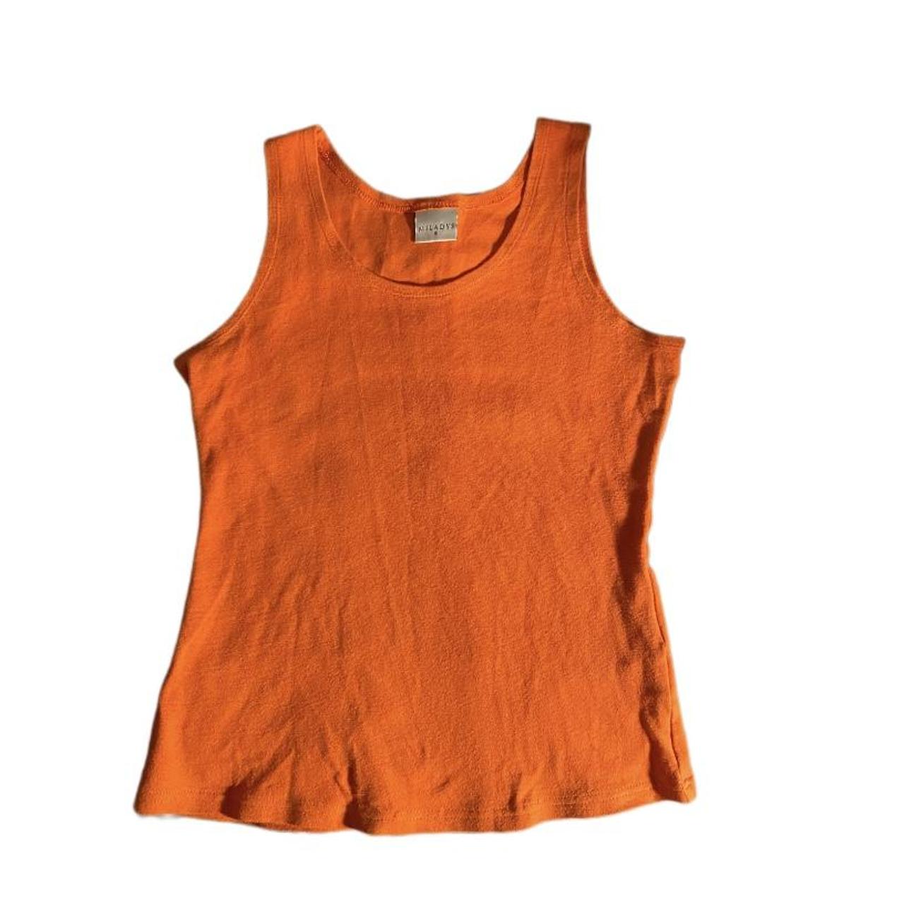 ☝🏽 orange vintage mila days basic cotton tank super... - Depop