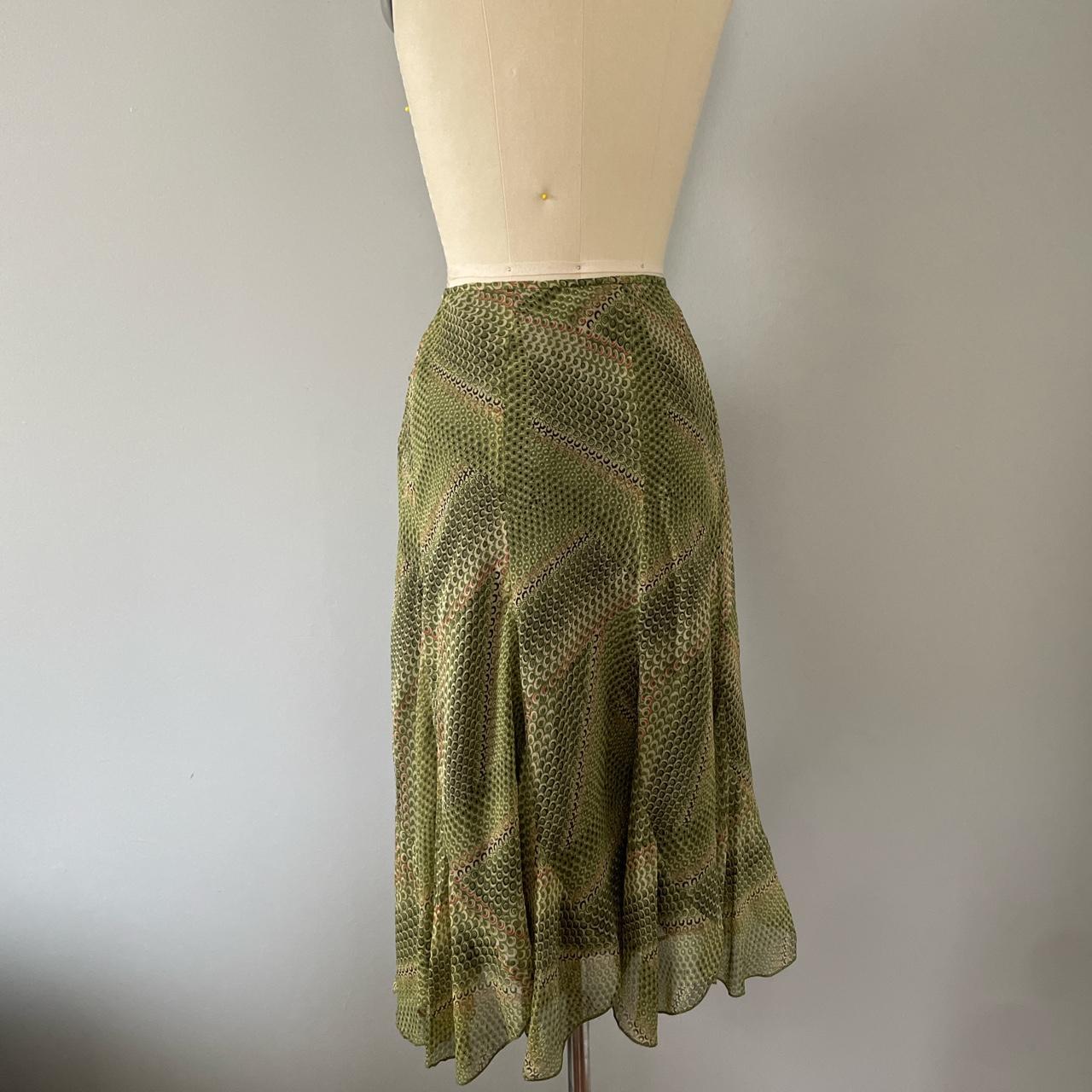 Anne Klein Women's Green and Khaki Skirt | Depop