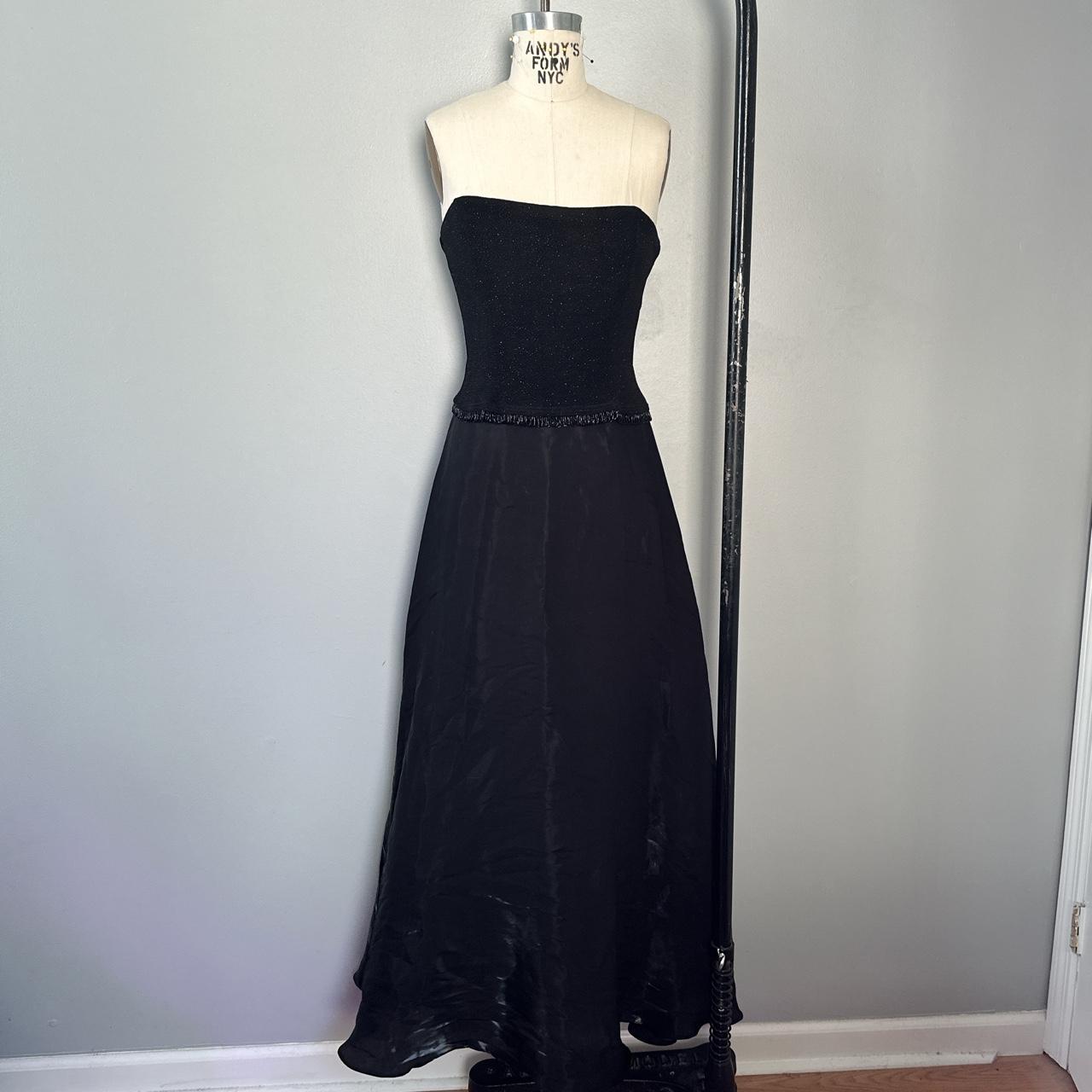 BLACK 2000S PROM DRESS • grungy silk like dress... - Depop