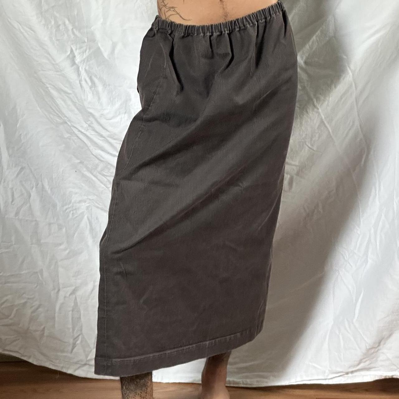 DARK BROWN MIDI SKIRT • brown midi skirt, full... - Depop