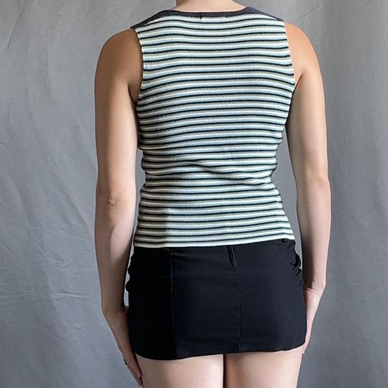 striped knit scoop neck tank the most flattering... - Depop