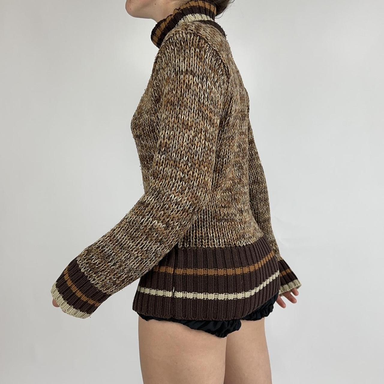 Brown Embroidered Chunky Knit Sweater The Coolest Depop