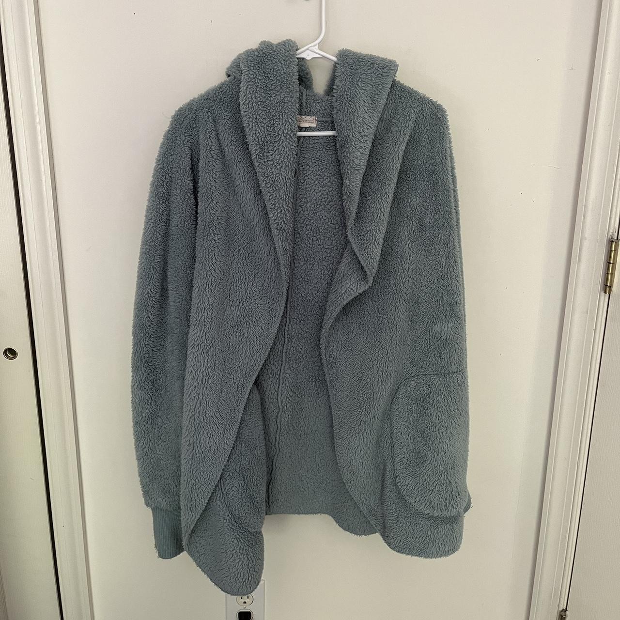 Blue fuzzy jacket worn a couple of times, in good... - Depop