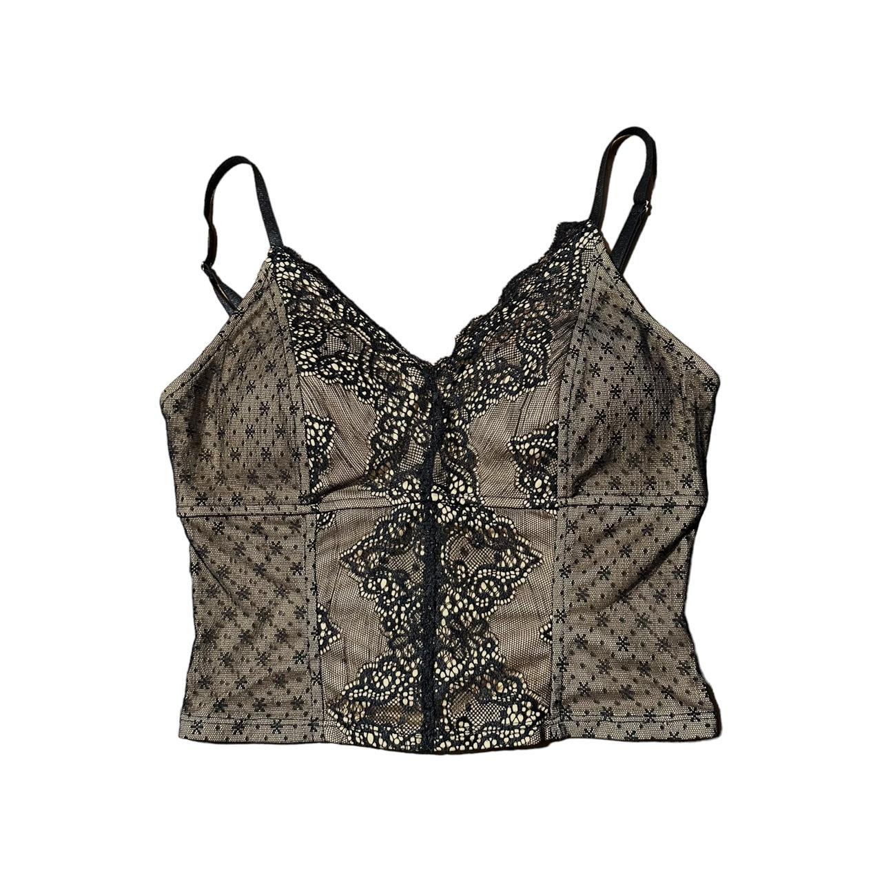 Y2k goth grunge lace mesh bustier cami top ✩ 2000s - Depop