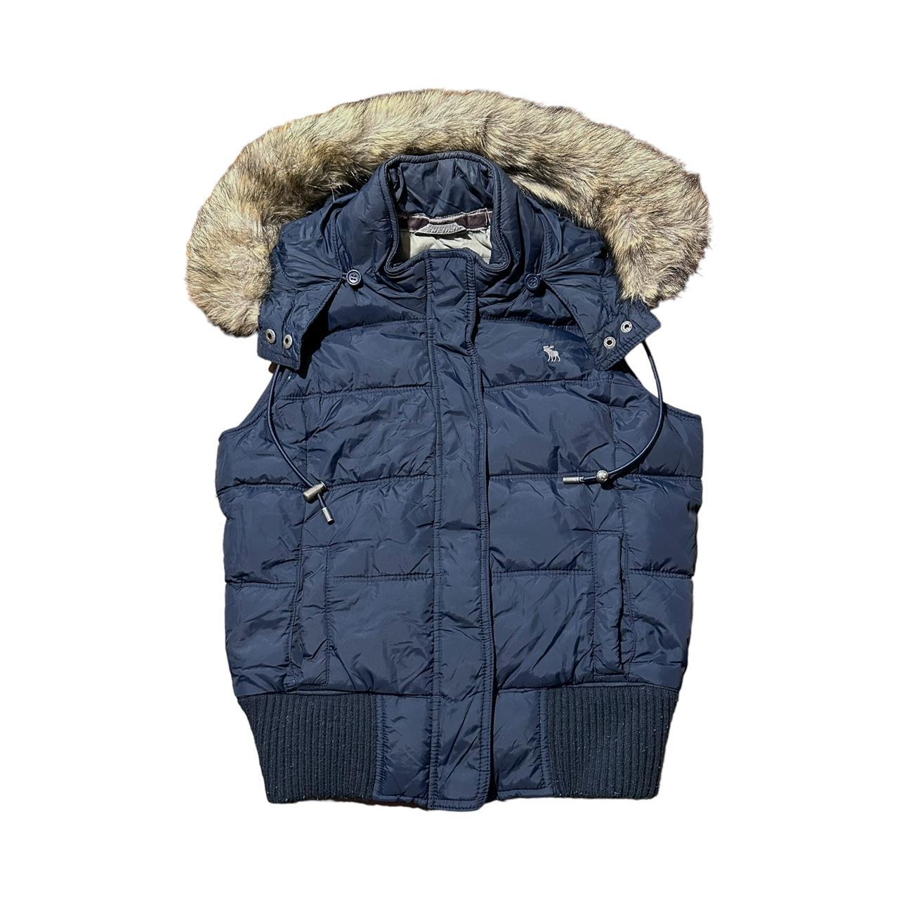 Y2k Abercrombie fur hood puffer vest iconic... - Depop