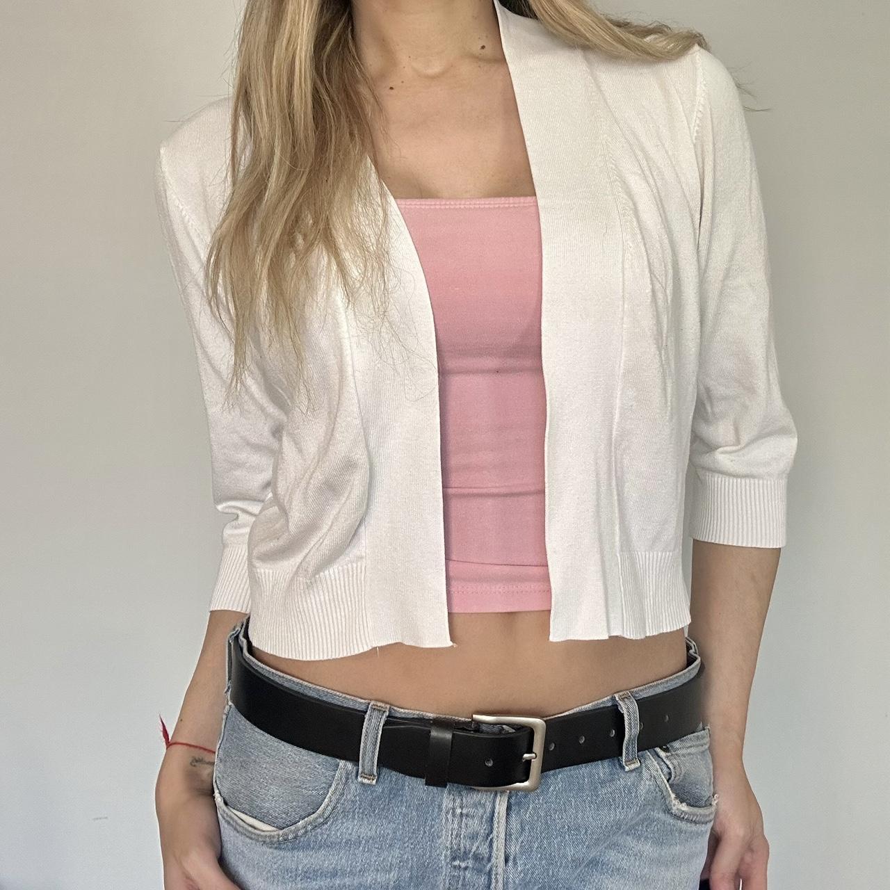Women's Cardigan - White - XL – Preppy white balletcore closet staple bolero cardigan …