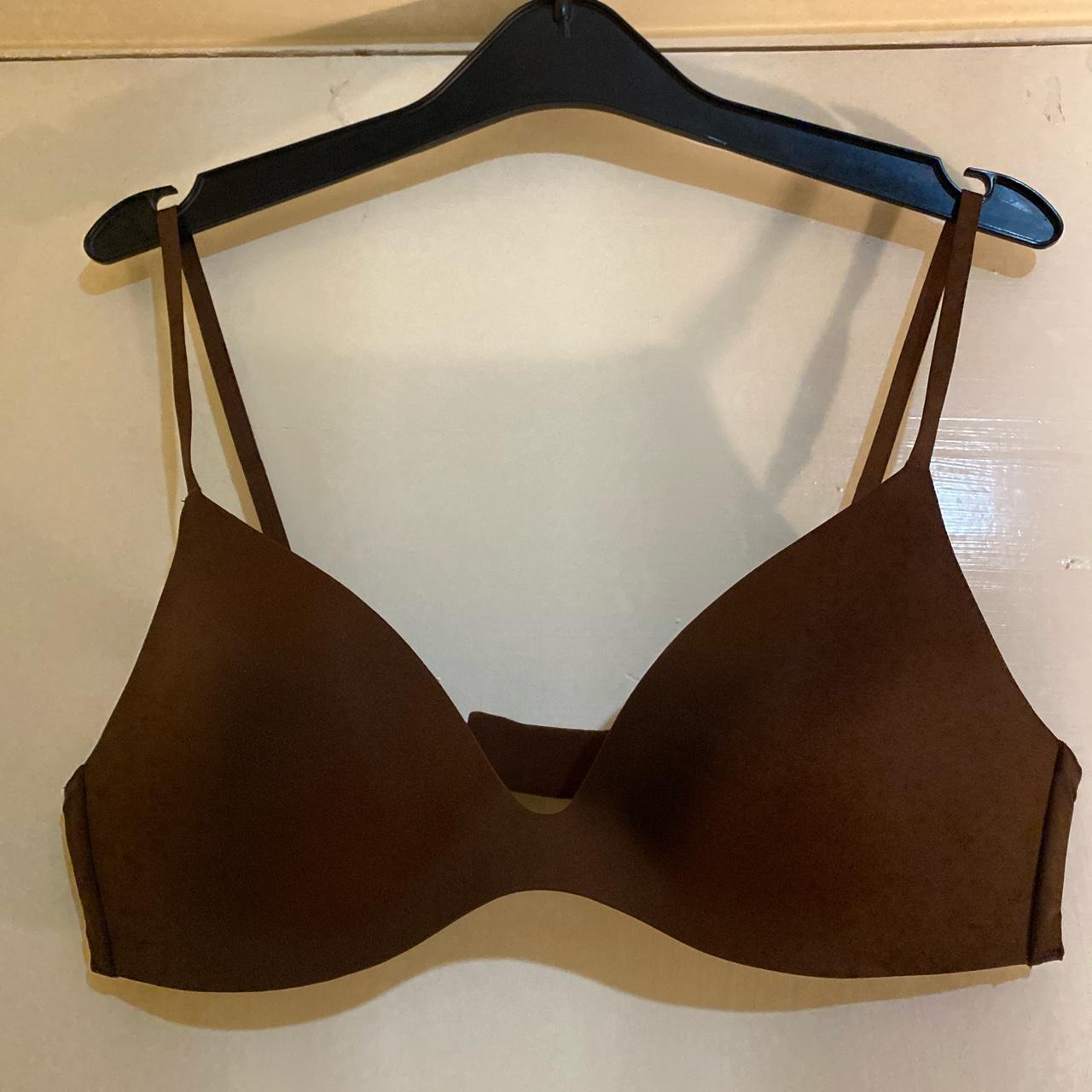 Deep Brown Skin Coloured Bra | Uniqlo Size L (Bust... - Depop