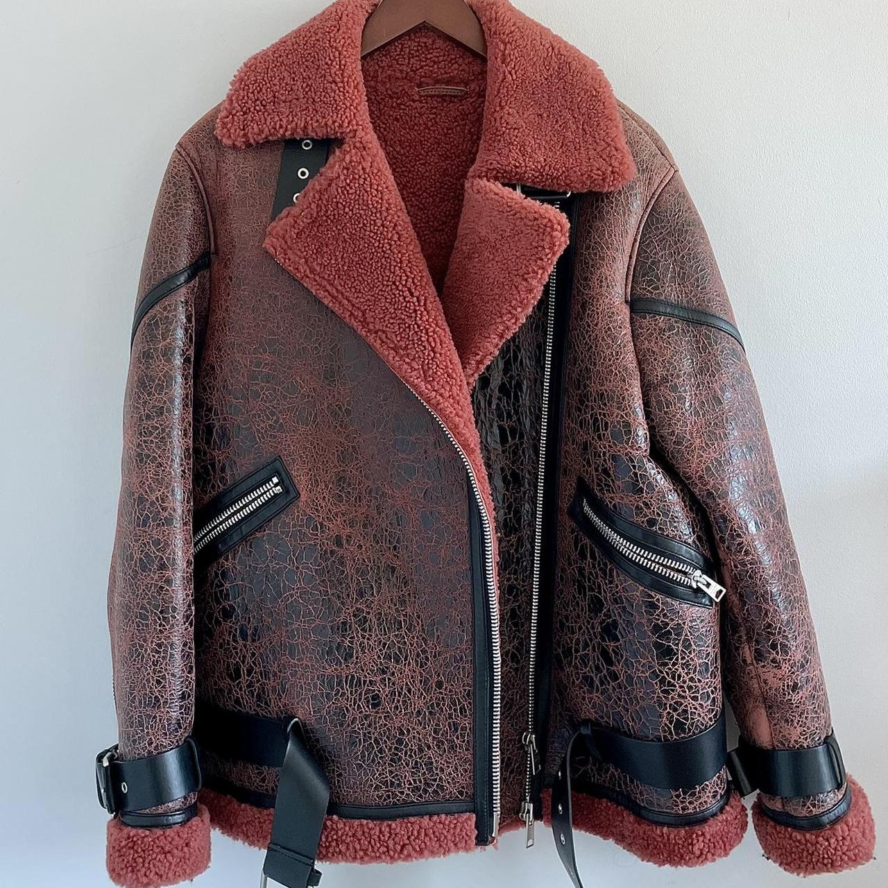 Heavy gorgeous distressed leather coat. Crackled. Depop