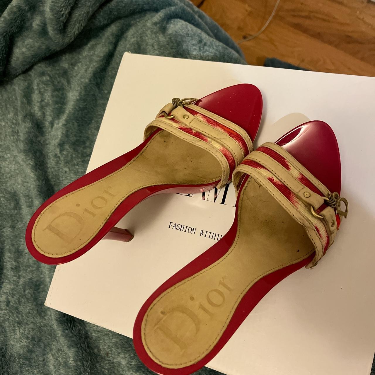 pink vintage dior heels from early 2000s cool tie... Depop