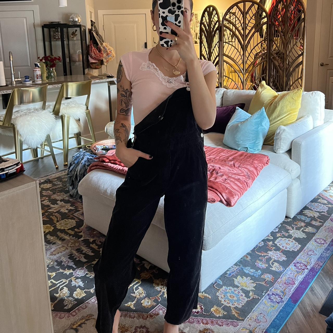 VINTAGE GAP BLACK CORDUROY OVERALLS These babies... - Depop