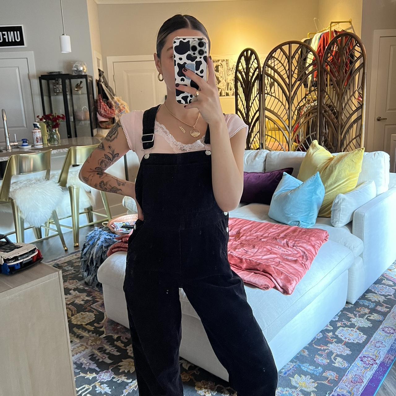 VINTAGE GAP BLACK CORDUROY OVERALLS These babies... - Depop