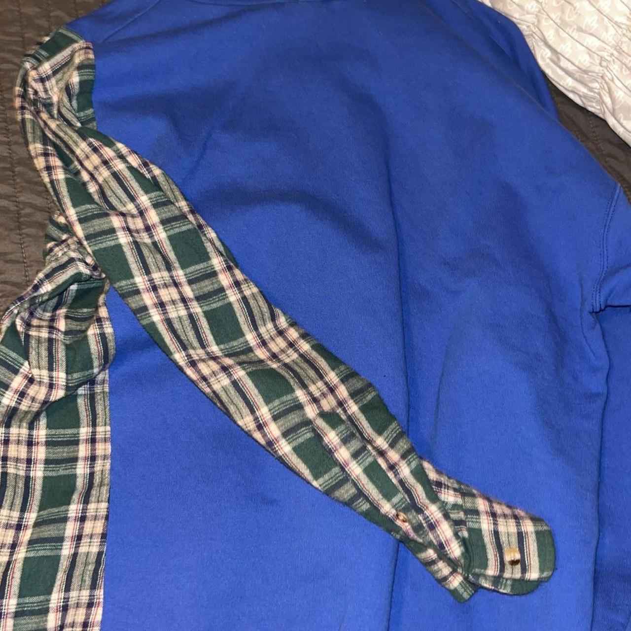 Blue Displaced World Hoodie Bleach Stain Shown Great... Depop