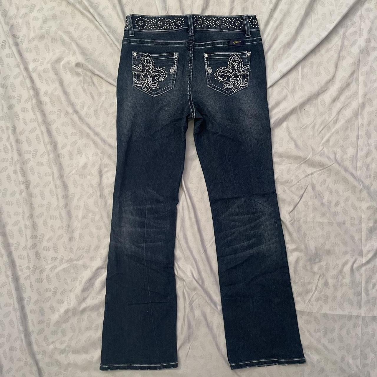 vintage y2k seven7 low rise flare jeans with... - Depop
