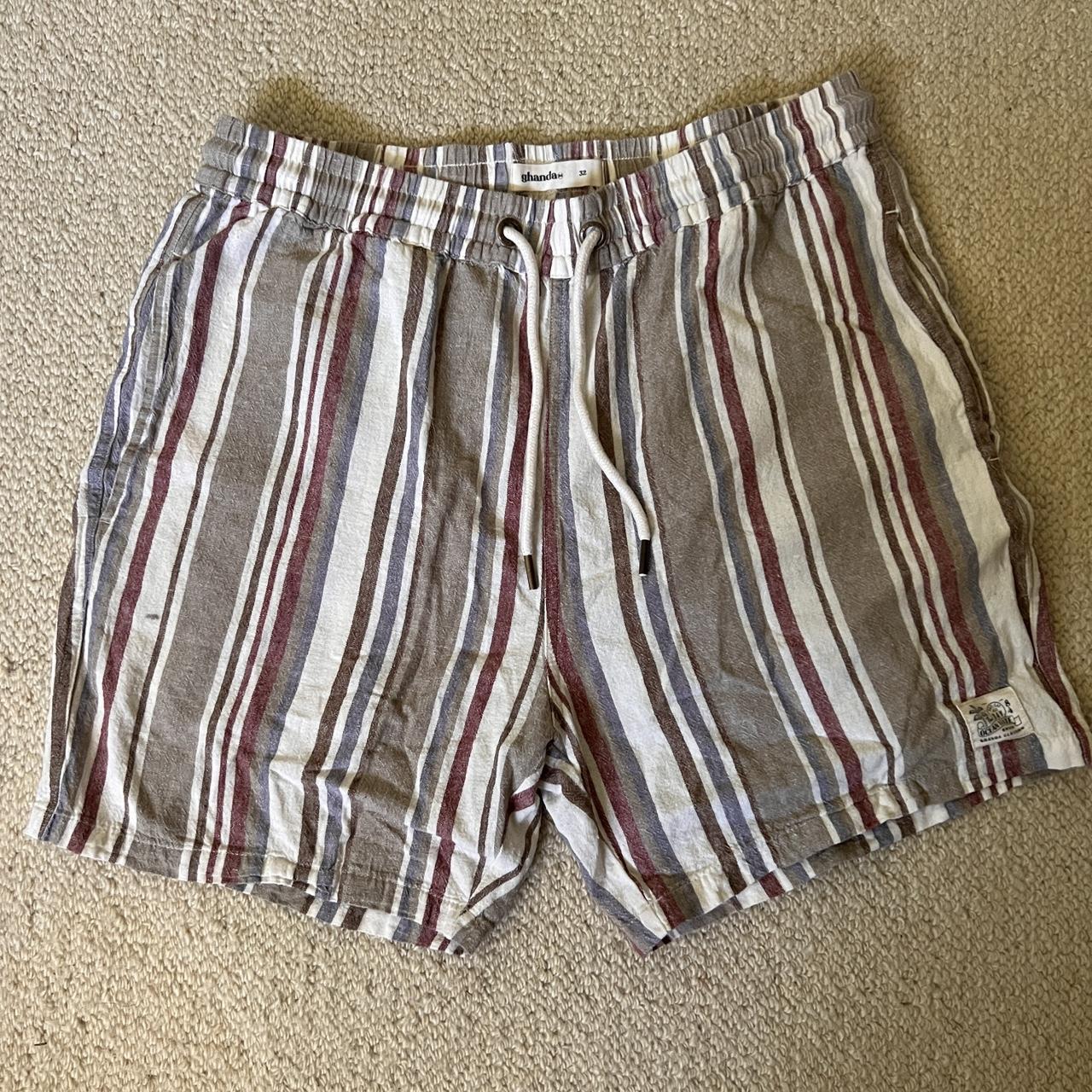 Ghanda Striped Mens Shorts Size 32 Elastic waist... - Depop