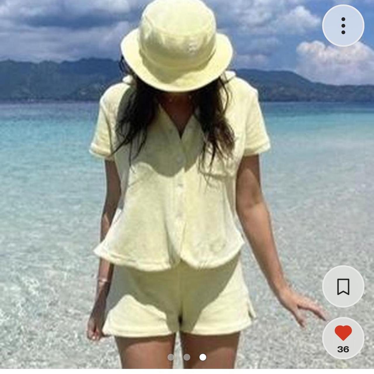 Frankie’s bikinis pale yellow Terry towelling set... Depop