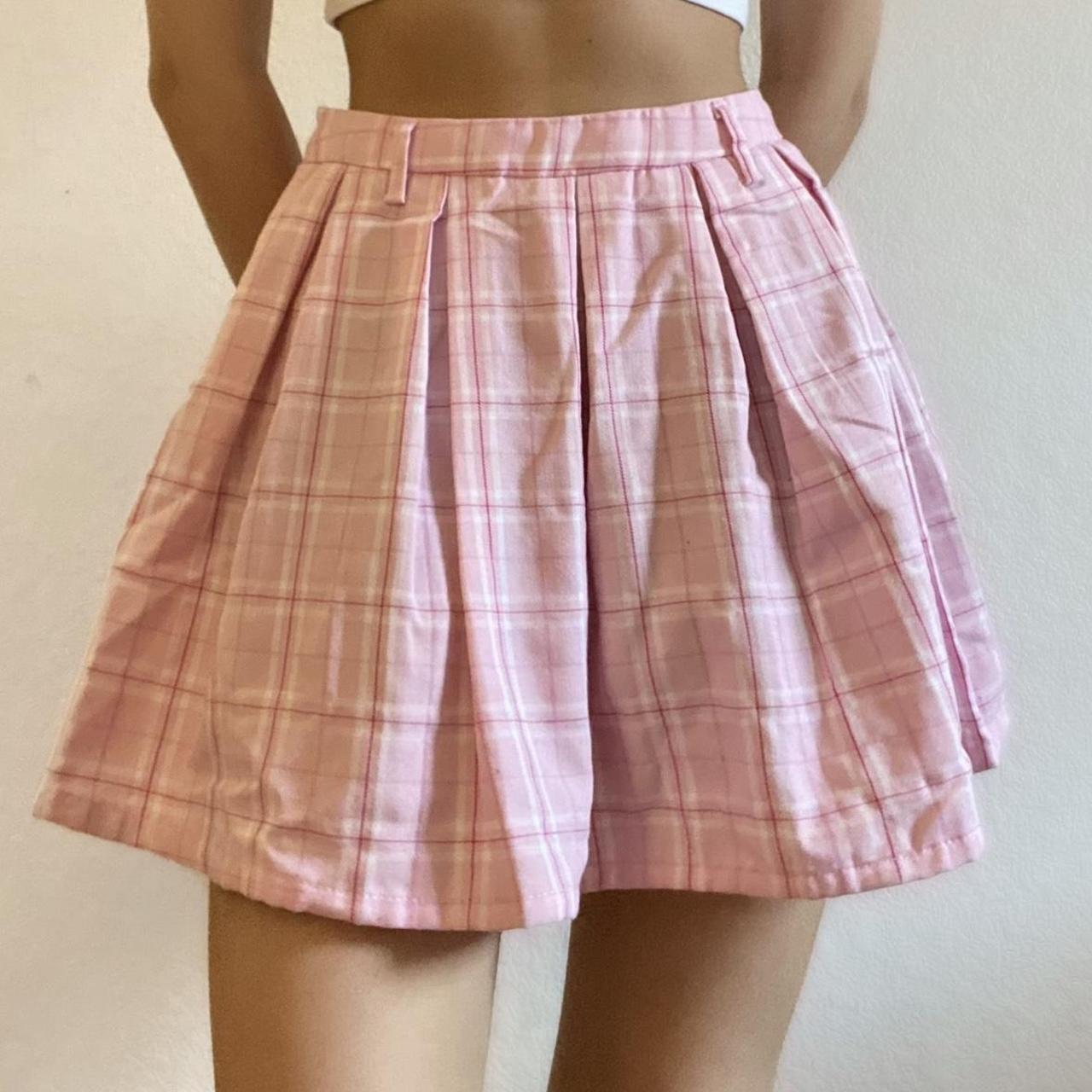 Light pink hotsell plaid mini skirt