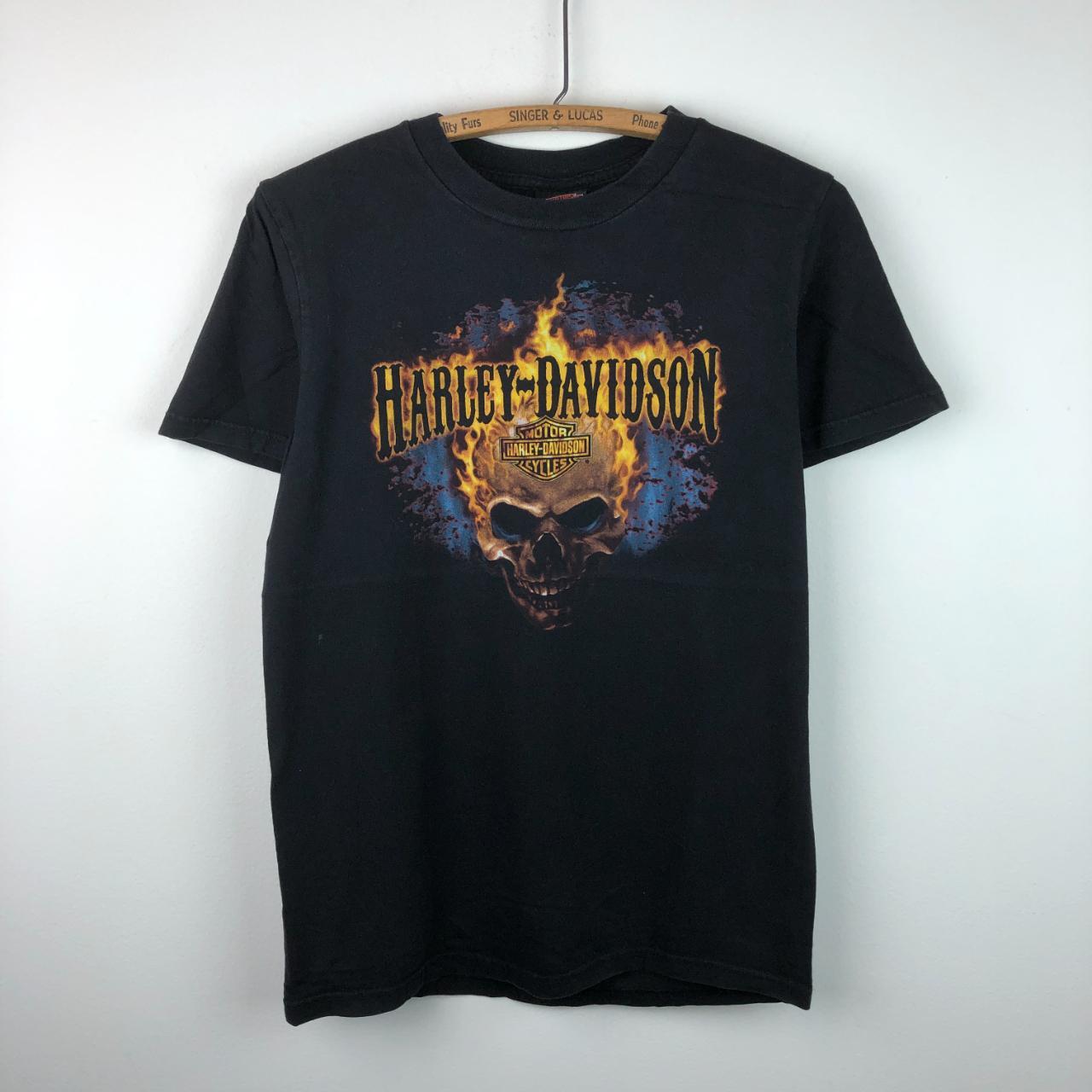 Harley Davidson Motorcycles flaming fire skull... - Depop