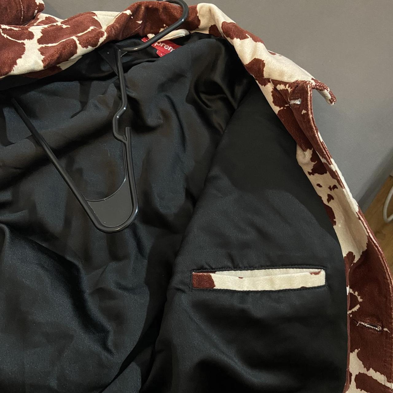Supreme Velvet Chore Coat in red/white Cow | Depop Supreme Velvet Chore Coat in red/white Cow | Depop