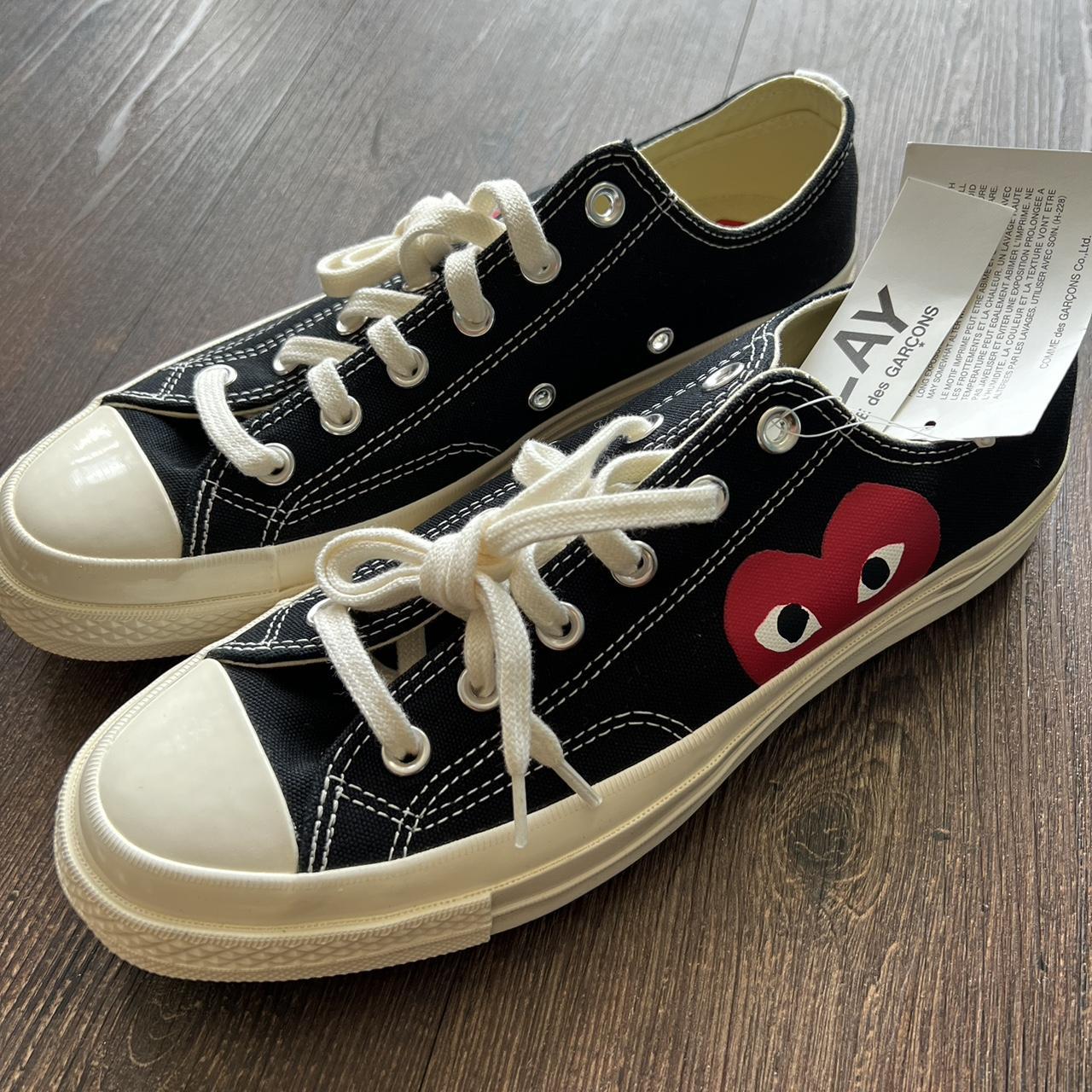 CDG x Converse Comme des garçon trainers black low... - Depop