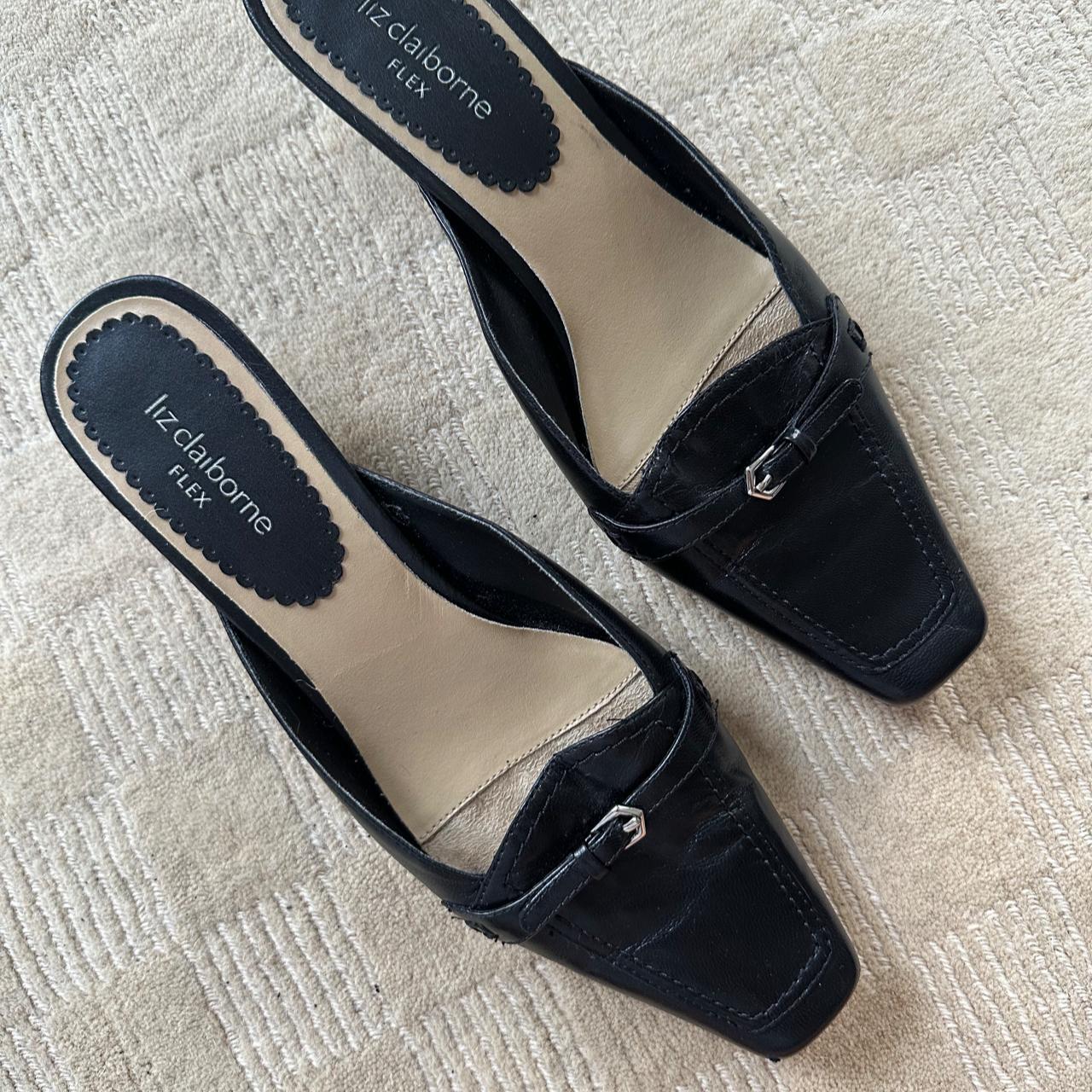 Vintage black pointed toe kitten heels ! with a... - Depop
