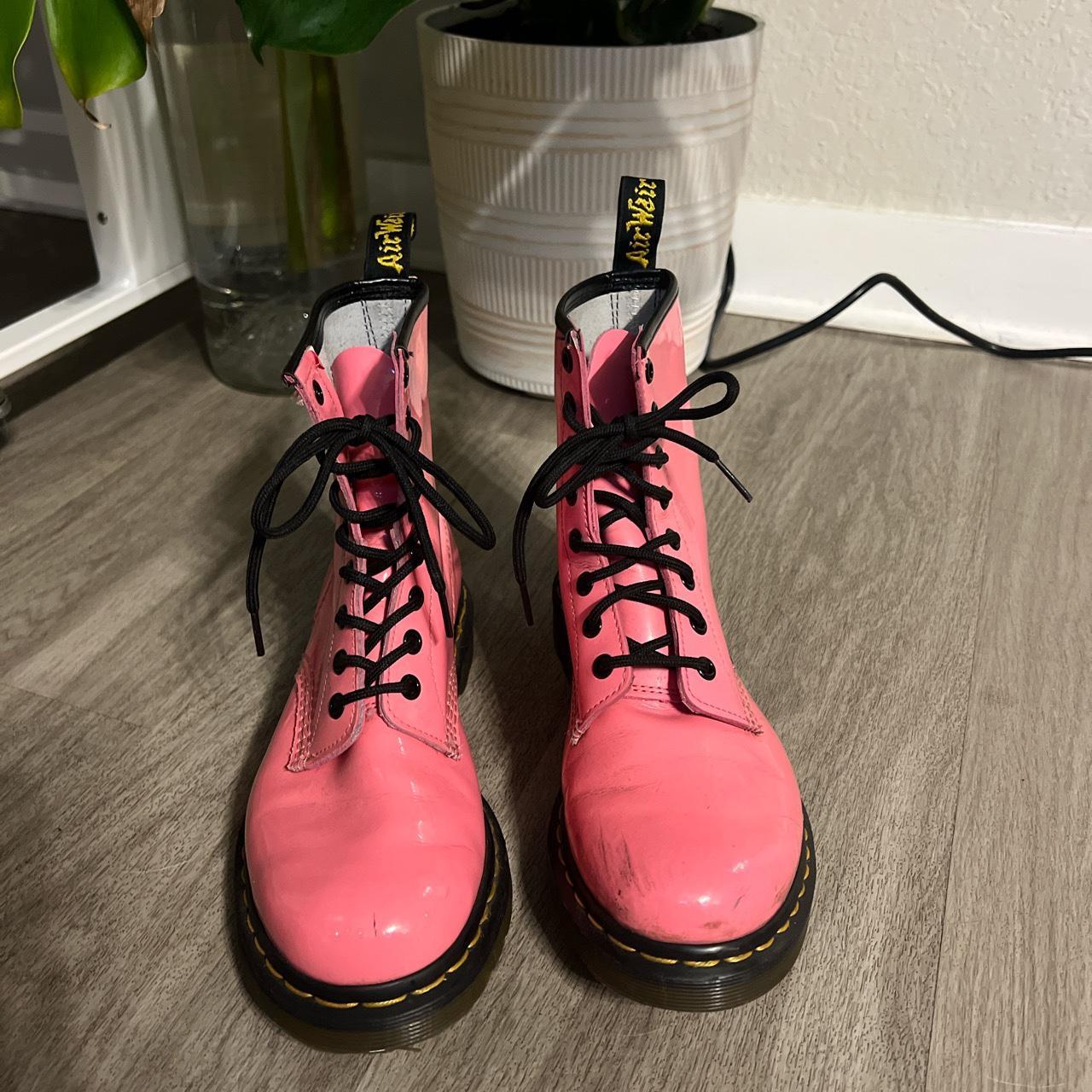 Dr. Martens neon pink patent leather Lightly worn - Depop