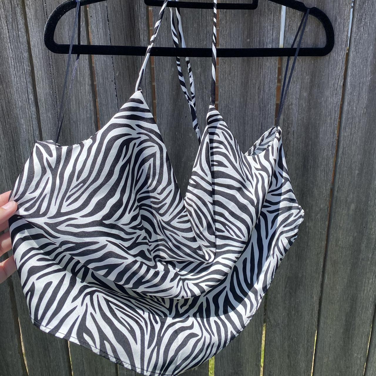 Supre Zebra Print Halter Topcute Open Back And Tie Depop