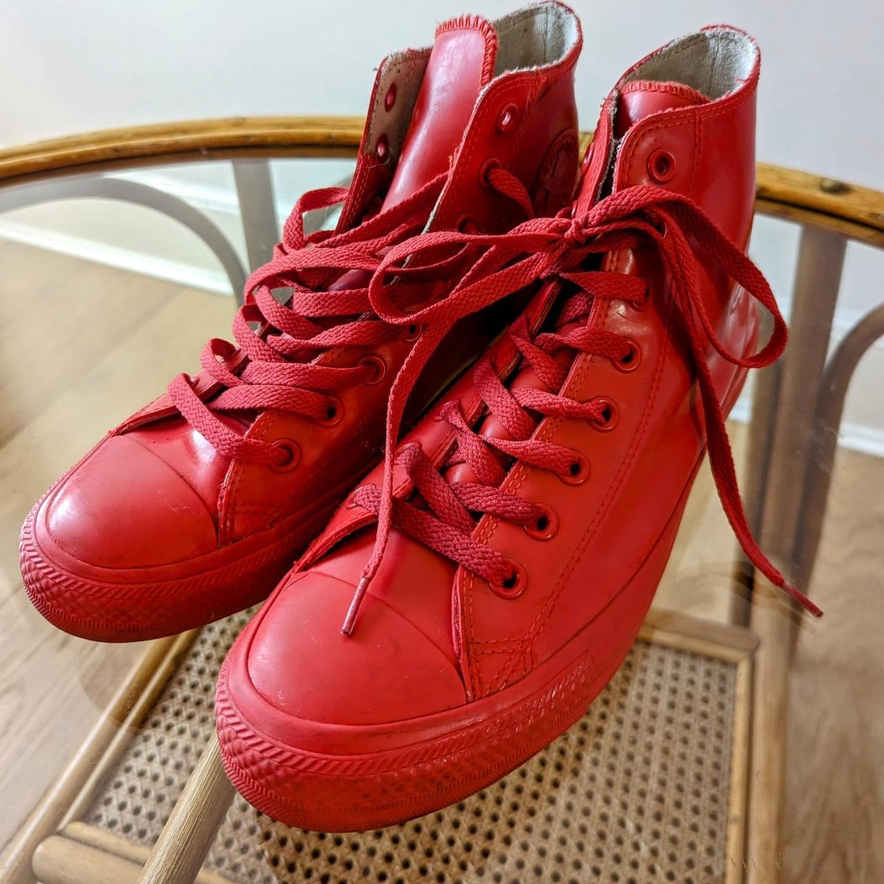 Red Chuck Taylor Rubber Converse High Top... - Depop