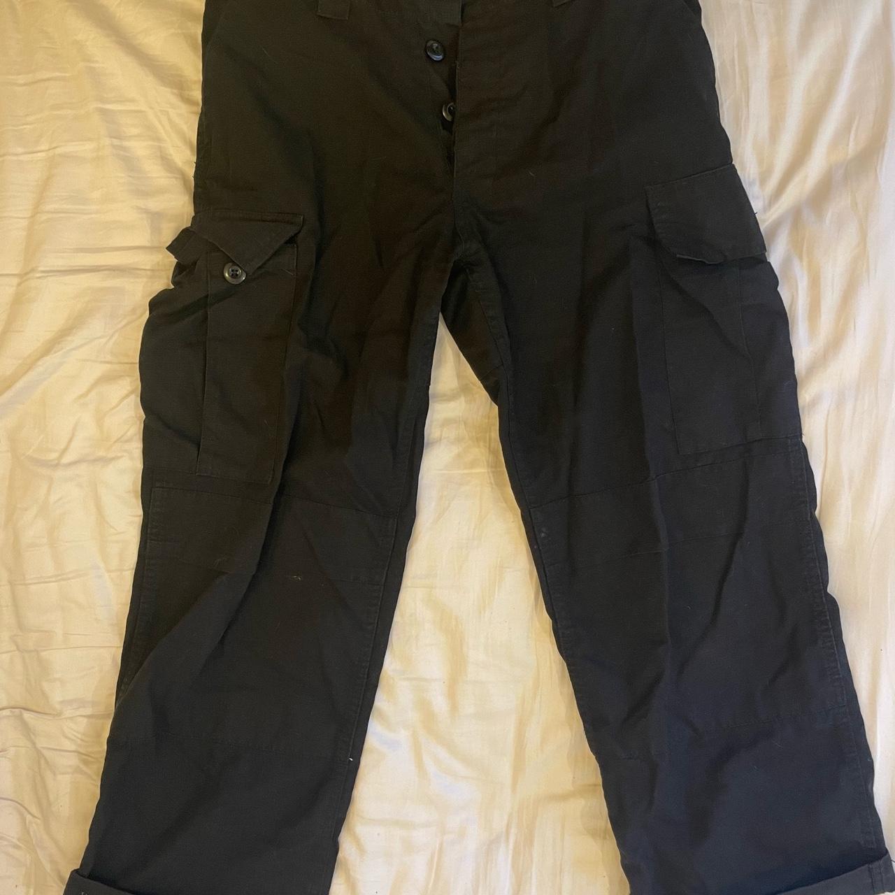 Military surplus high waisted black combat trousers.... - Depop