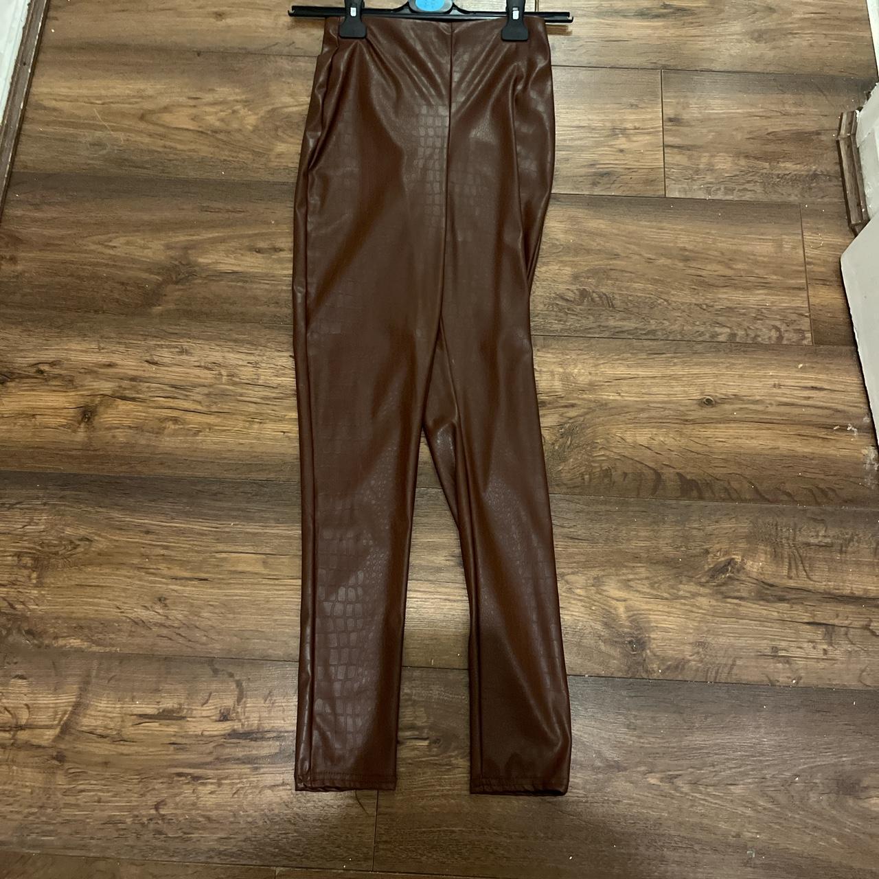 Brand new brown leather pants Never worn - Depop