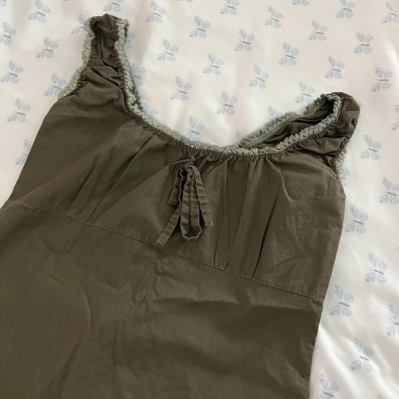 Olive green milkmaid midi dress. Size small, no... - Depop