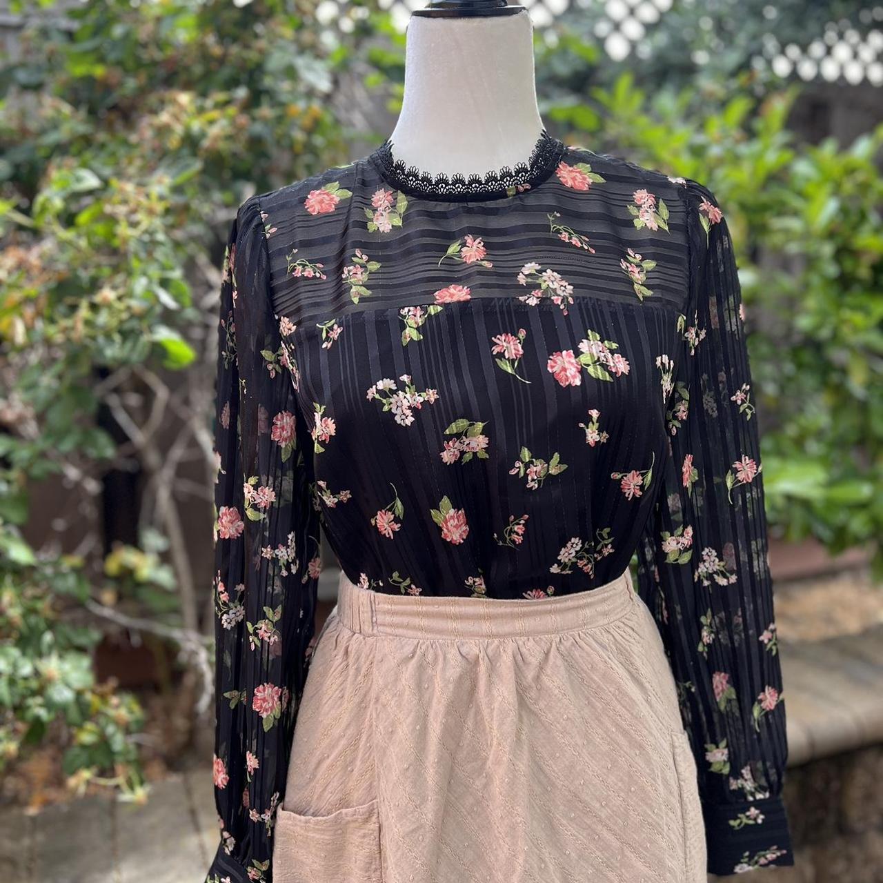 Beautiful black and floral blouse from ModCloth. I... - Depop