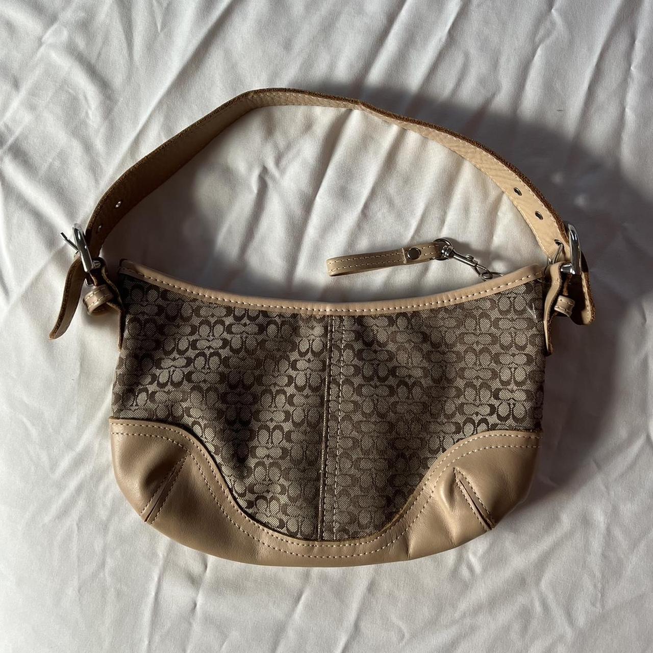 Vintage coach y2k mini monogram hand bag purse tan Depop