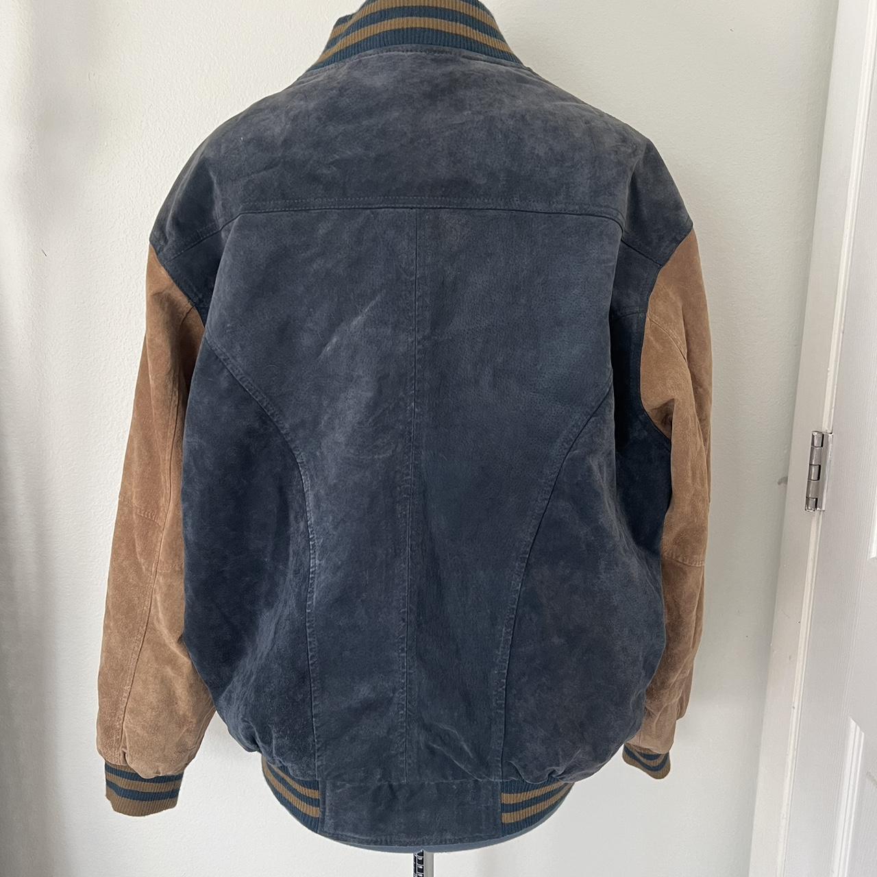 Vintage Blockbuster Port Authority offers Suede Leather Bomber Jacket