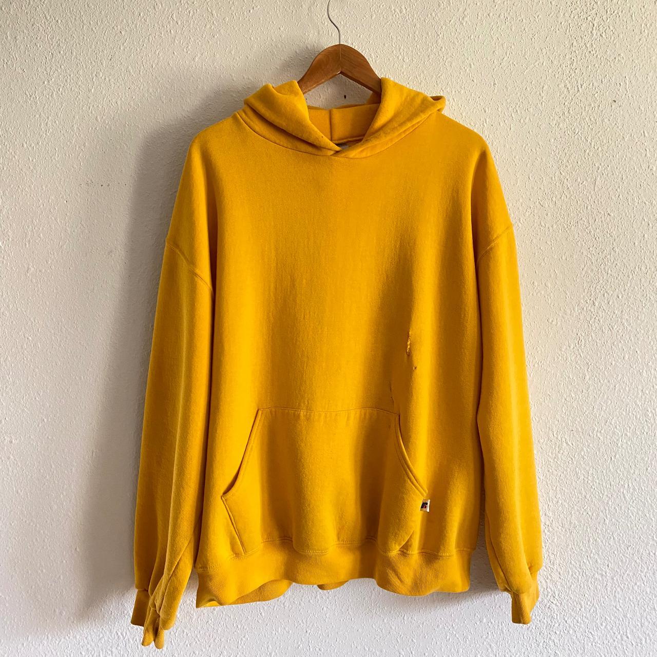 Y2K Faded Yellow Russell hoodie Pit to pit