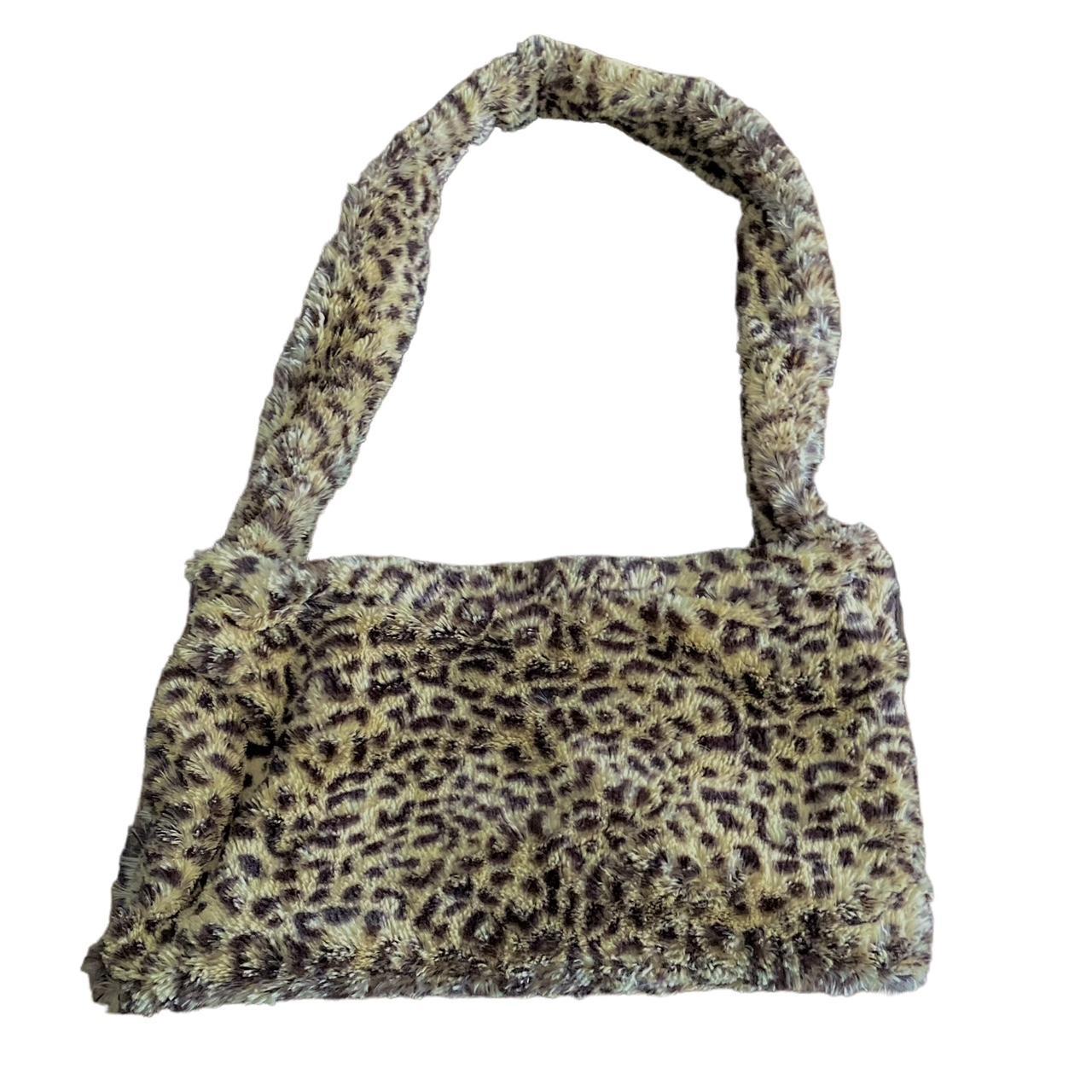 Leopard cheetah print fluffy tote bag with black Depop