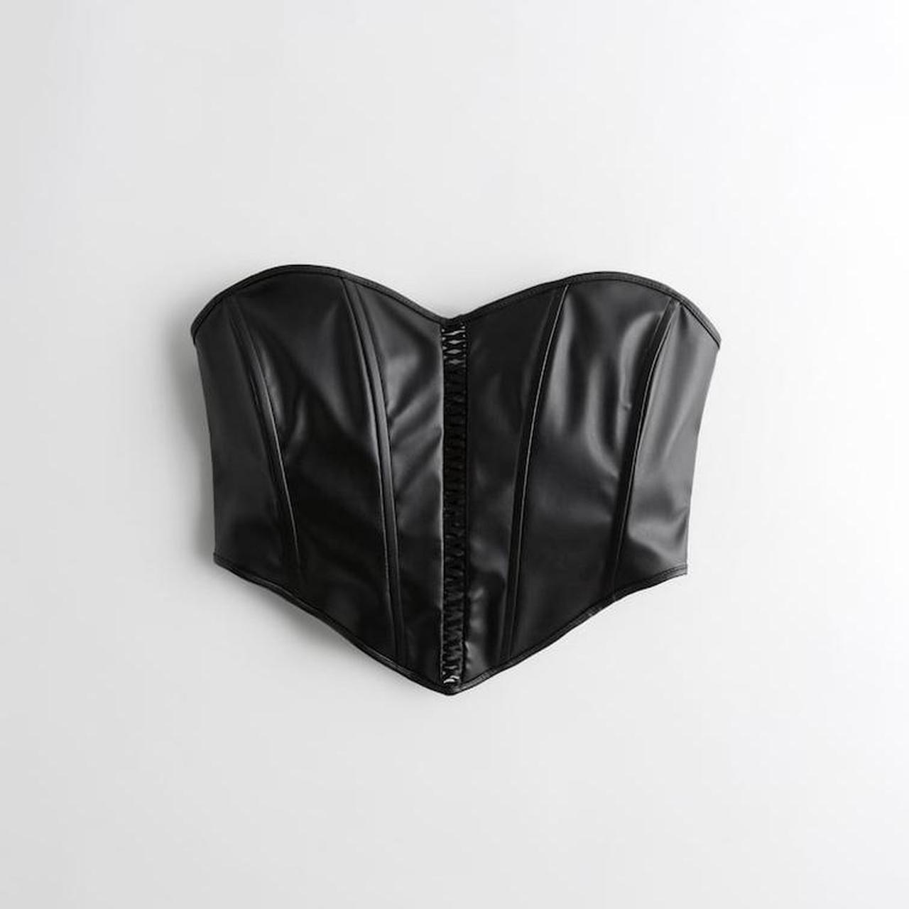 social tourist hollister strapless black leather... Depop